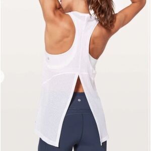 Lululemon Miles Ahead Racerback Tank Open Back Tie Back Athletic Top (No Sz Tag)